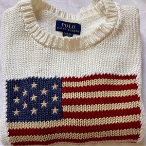 Polo by Ralph Lauren White Sweater with Flag Design